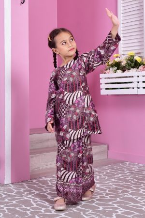 Baju Kurung Batik Najjah Kids - Purple