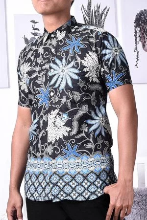 Baju Kemeja Batik Nadir - Blue
