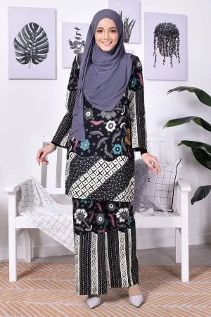 Baju Kurung Batik Norin - Grey