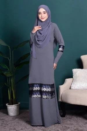 Abaya Sequin Jemina - Anchor Grey