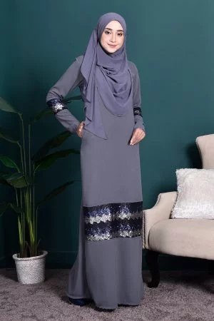 Abaya Sequin Jemina - Anchor Grey
