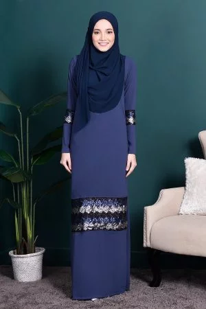 Abaya Sequin Jemina - Navy Blue