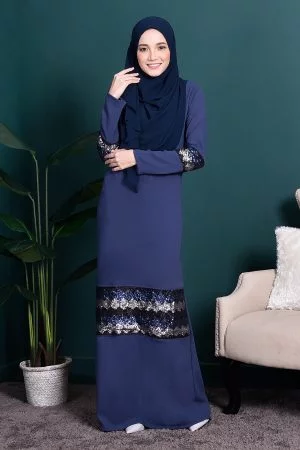 Abaya Sequin Jemina - Navy Blue