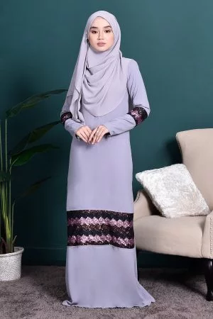 Abaya Sequin Jemina - Pearl Grey