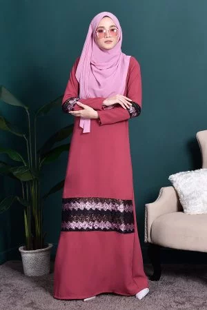 Abaya Sequin Jemina - Sherbet Pink