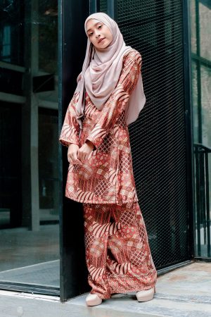 Baju Kurung Batik Najjah - Tangerine