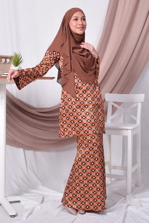 Baju Kurung Kedah Kiara - Cinnamon Brown