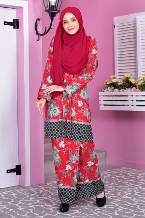 Baju Kebarung Batik Nazhia - Red