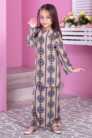 Baju Kurung Moden Adalina Kids - Creamy Brown