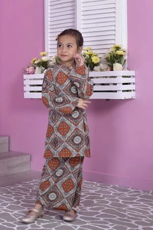 Baju Kurung Pahang Perry Kids - Sunny Tangerine