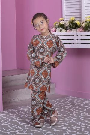 Baju Kurung Pahang Perry Kids - Sunny Tangerine