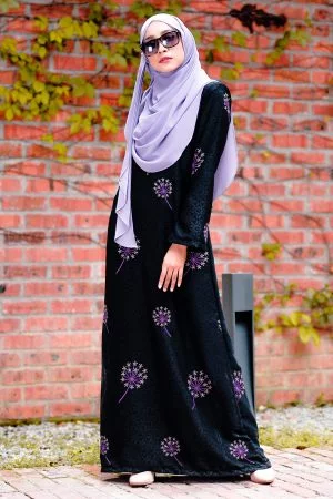 Abaya Embroidery Hanami - Purple