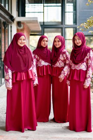 Abaya Lace Louise - Merlin Maroon