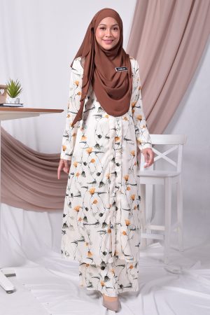 Dress Medi Long Kebarung Amira - Flower Yellow