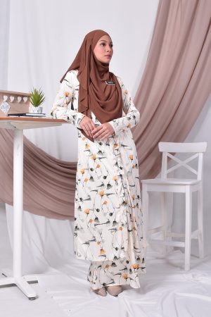 Dress Medi Long Kebarung Amira - Flower Yellow