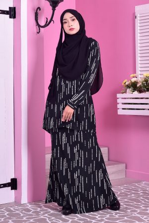 Baju Kurung Hi Lo Fira - Dark Emerald