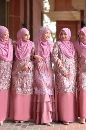 Abaya Lace Sequin Jovina - Dolce Pink