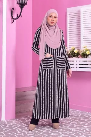 Dress Medi Long Slit Sonia - Black