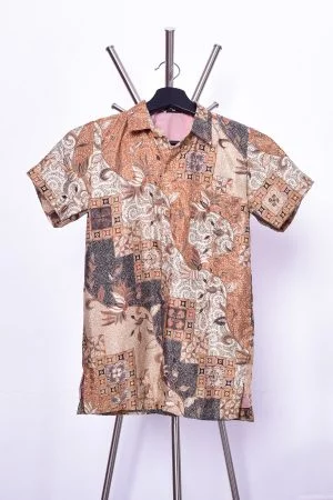 Baju Kemeja Batik Nizam Kids - Vanilla Brown