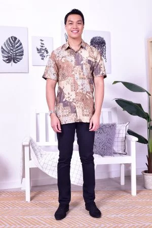 Baju Kemeja Batik Nizam - Cinnamon Brown