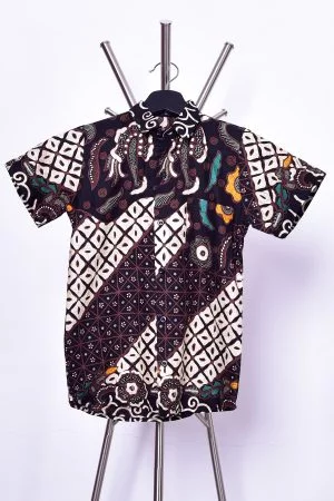 Baju Kemeja Batik Nordin Kids - Black