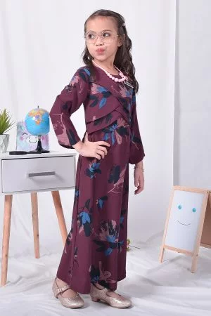 Abaya Arisa Kids - Plum Maroon