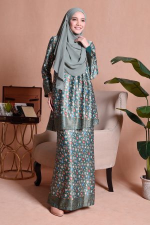 Baju Kurung Batik Pleated Arina - Turquoise