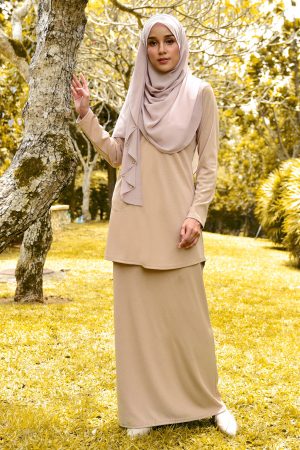 Baju Kurung Kozi Ironless Dream - Latte Brown