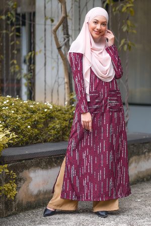 Dress Medi Slit Fira - Lovely Maroon