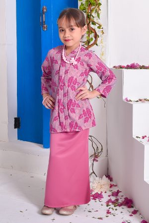 Baju Kebarung Lace Geesha Kids - Fuchsia Pink