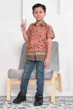 Baju Kemeja Batik Sufian Kids - Orange