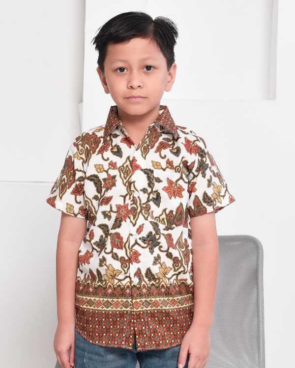 Baju Kemeja Batik Sufian Kids – Cream – MuslimahClothing.Com