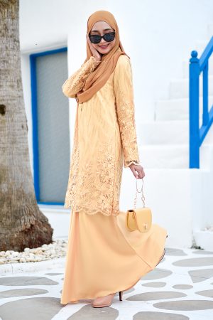 Baju Kurung Lace Abeela - Ferrero Gold