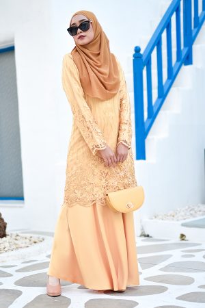 Baju Kurung Lace Abeela - Ferrero Gold