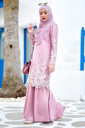 Baju Kurung Lace Abeela - Quartz Pink