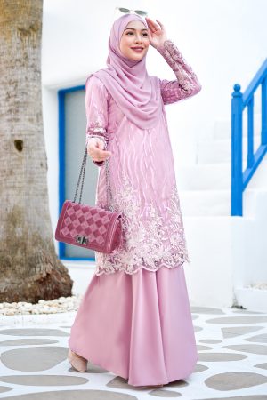 Baju Kurung Lace Abeela - Quartz Pink