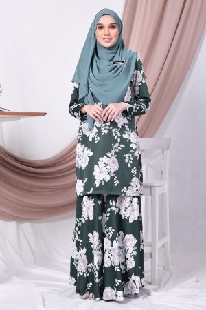 Baju Kurung Moden Amy - Forest Green