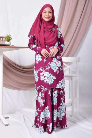 Baju Kurung Moden Amy - Plum Purple