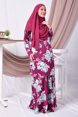 Baju Kurung Moden Amy - Plum Purple