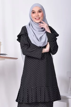 Baju Kurung Ruffle Ramona - Lead Black