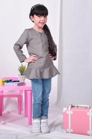 Dress Medi Checkered Shira Kids - Grey