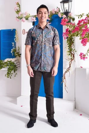 Baju Kemeja Batik Amin - Aqua Blue