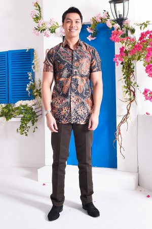 Baju Kemeja Batik Amin - Dark Tangerine