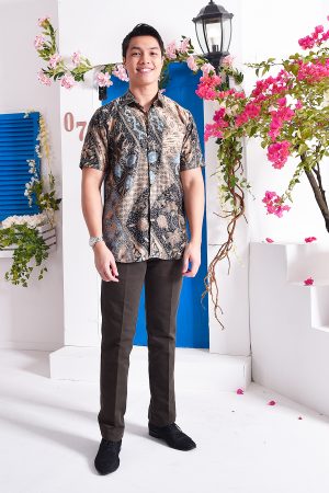 Baju Kemeja Batik Amin - Golden Blue