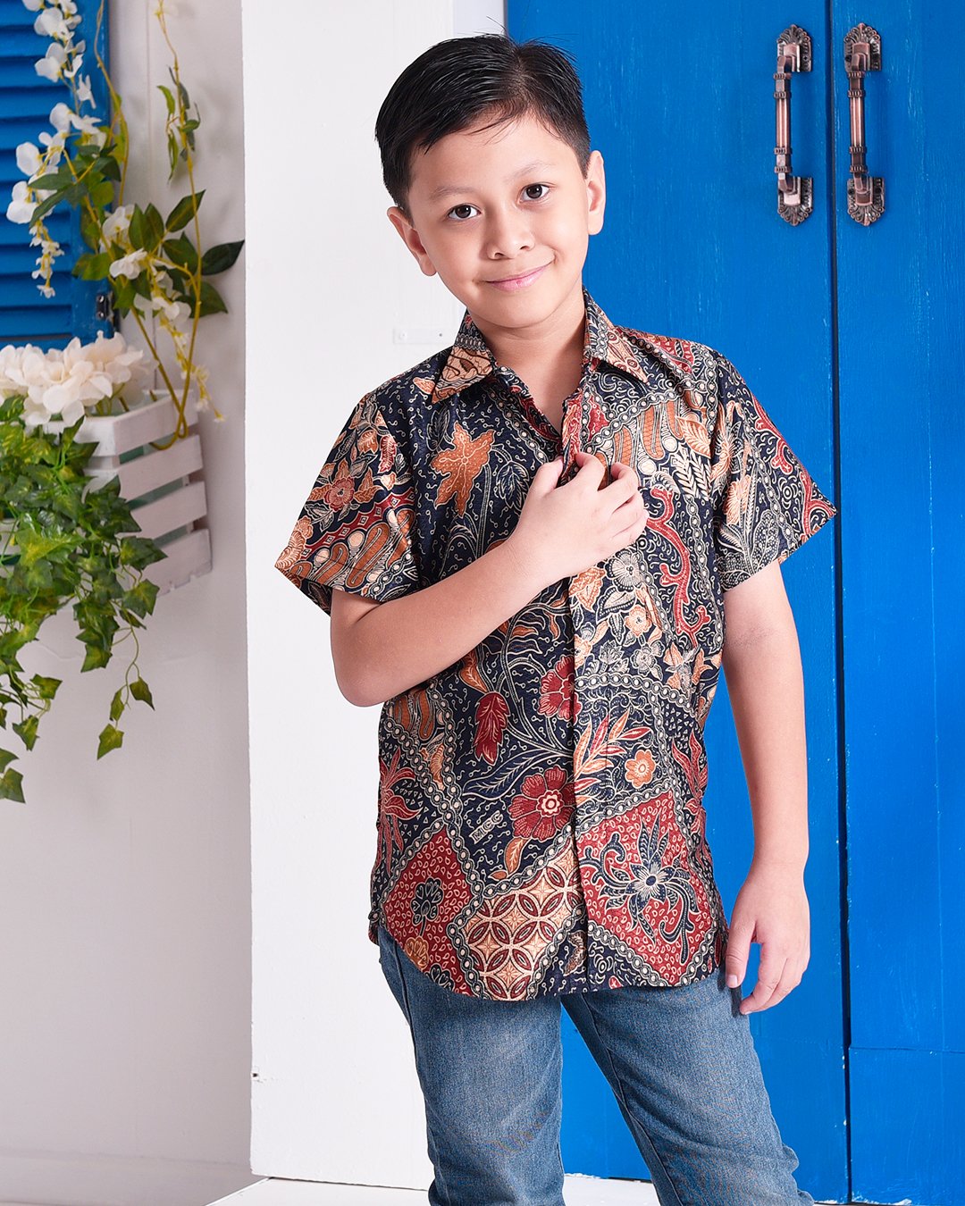 Baju Kemeja Batik Amin Kids – Dark Tangerine – MuslimahClothing.Com