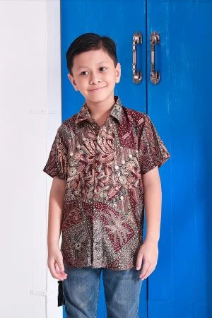Baju Kemeja Batik Amin Kids - Spice Brown