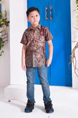 Baju Kemeja Batik Amin Kids - Spice Brown