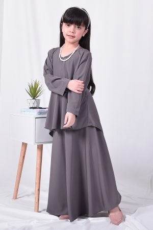 Baju Kurung Suit Hazana Kids - Grey