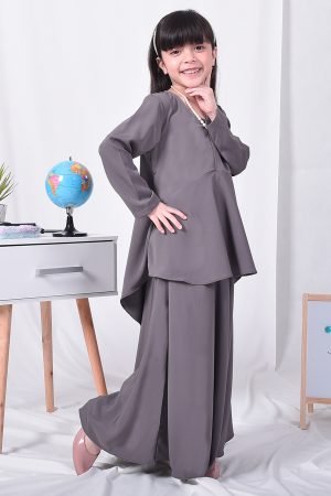 Baju Kurung Suit Hazana Kids - Grey