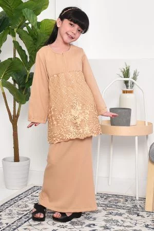 Baju Kurung Lace Asma Kids - Luxury Gold